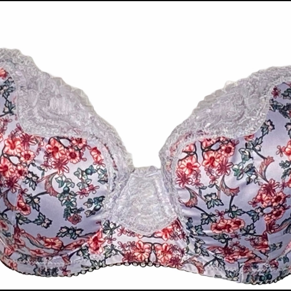 Victorias Secret Angels Lined Demi Bra Purple Floral Panty lavender 34DD S NWT - Picture 4 of 6
